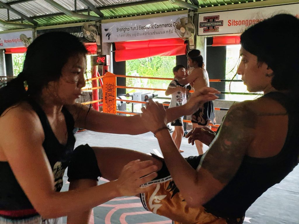 clinching training boxing gym women muay ying