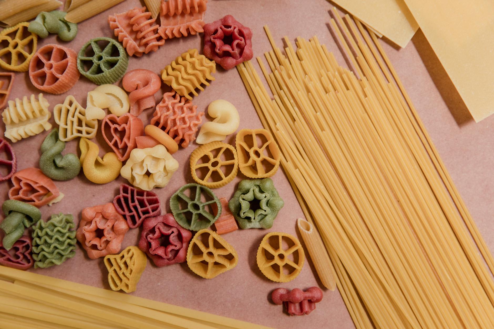 top view of an assortment of pasta
