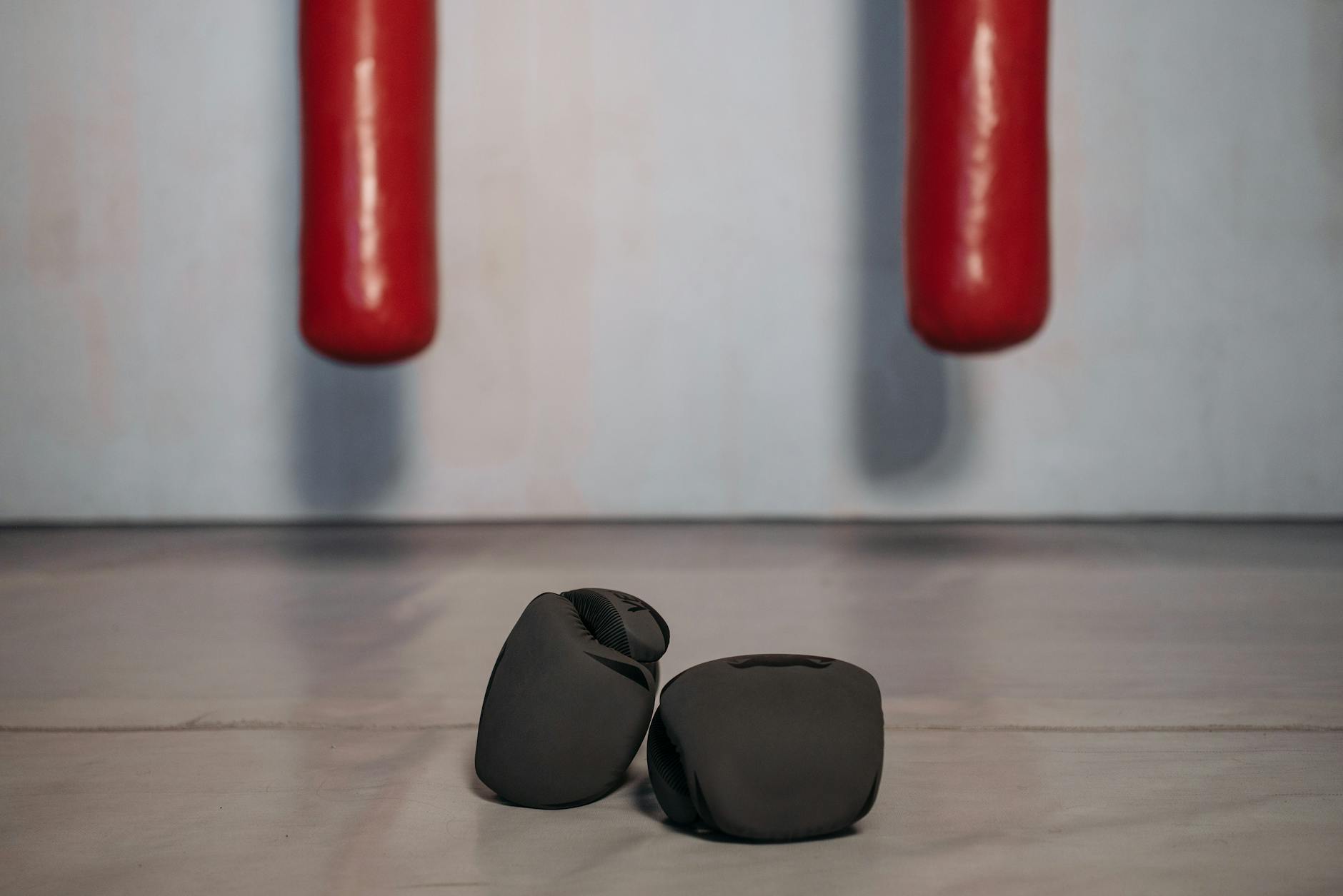 black boxing gloves on the floor