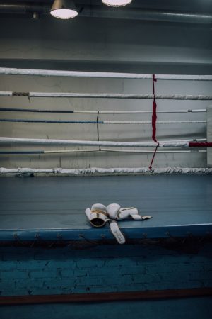 boxing gloves on the boxing ring